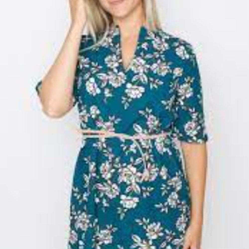 Amelia James AJ Salina dress plus size XXXL or 3XL floral teal blue greeb